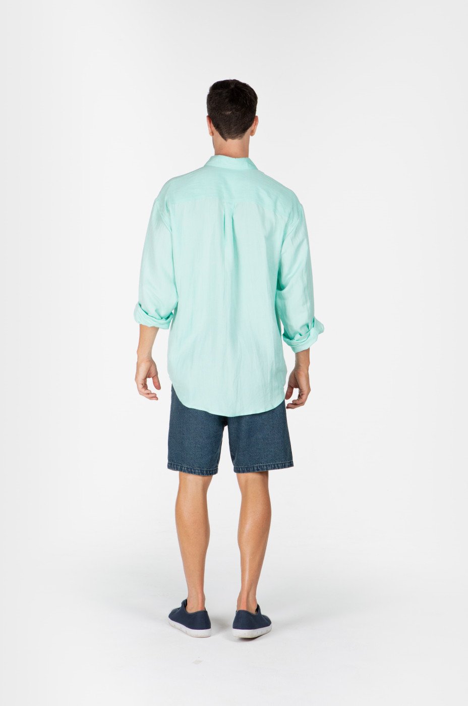 Mens Premium Hemp Rayon Relax Fit Long Sleeve Shirt - Aqua