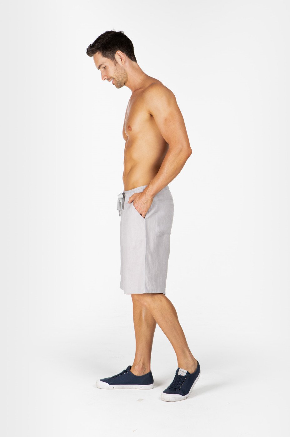5z0a5850__.jpg Men's 100% Hemp Drawstring Shorts-Grey