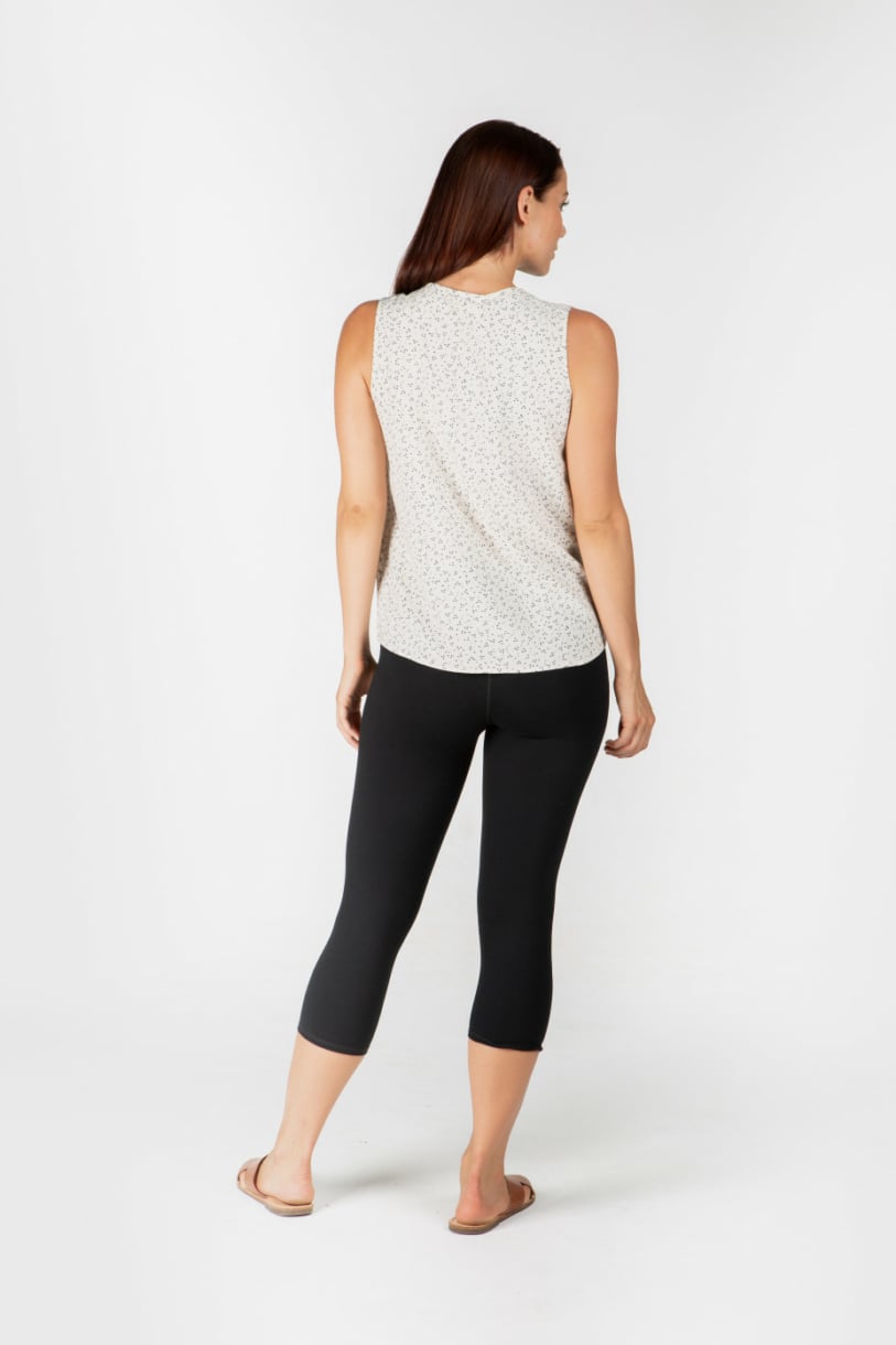 LADIES HEMP COTTON SLEEVELESS SHIRT - BONE