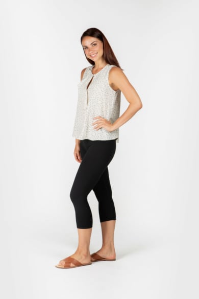 LADIES HEMP COTTON SLEEVELESS SHIRT - BONE