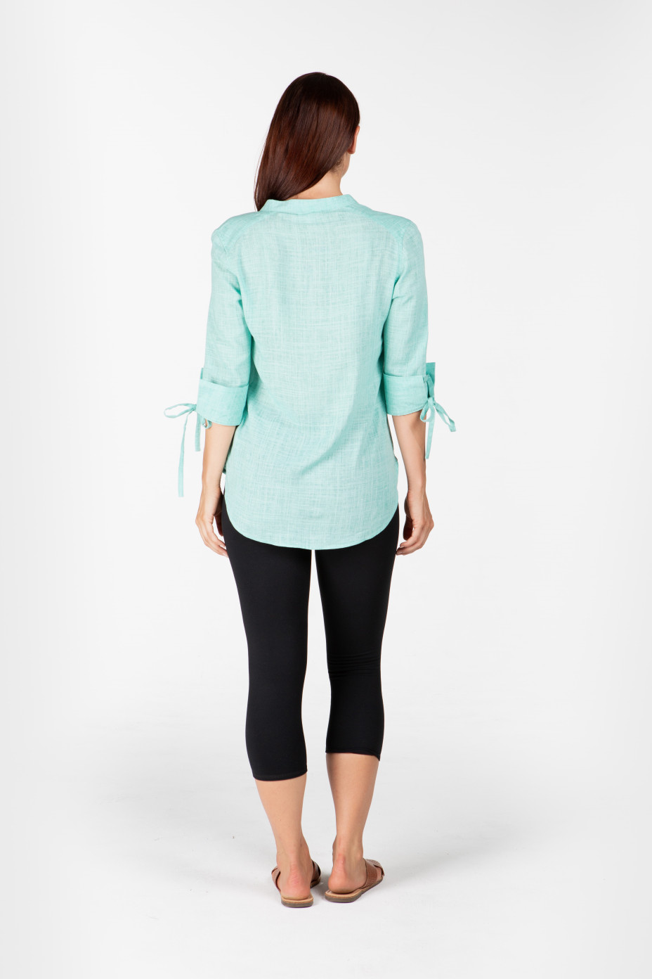lst1969_green_b__.jpg LADIES 100% HEMP 3/4 SLEEVES SHIRT- GREEN