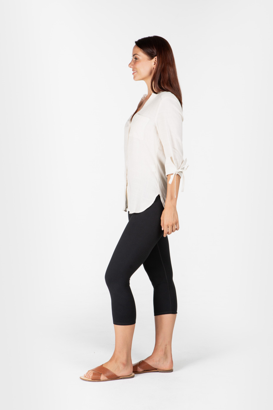 lst1969_natural_s__.jpg LADIES 100% HEMP 3/4 SLEEVES SHIRT- NATURAL