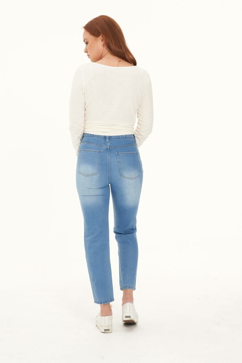 Ladies' Hemp Straight Leg Jeans-Light Denim