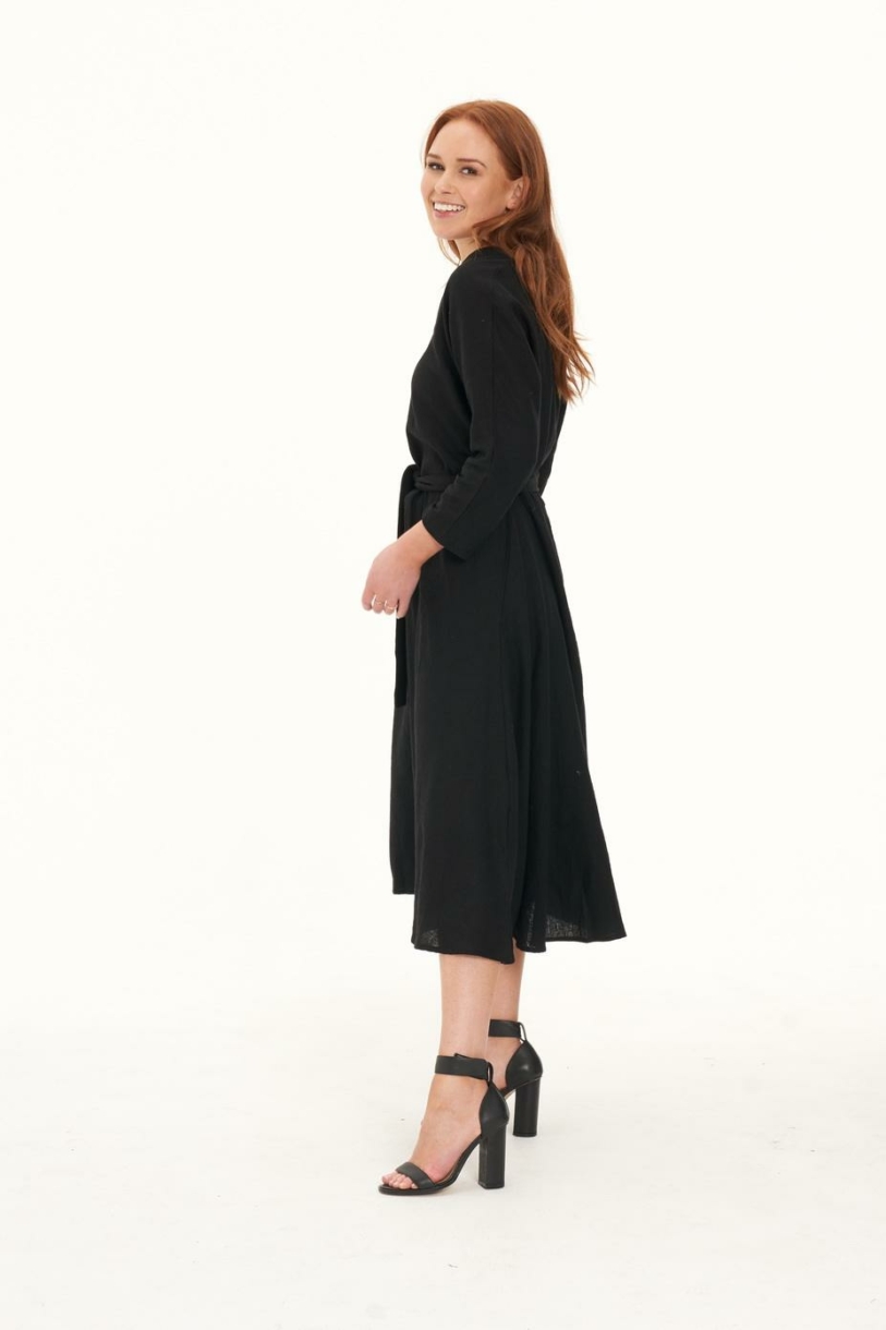 Ladies' Hemp Cotton Dress-Black