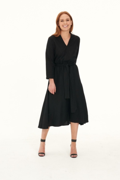 Ladies' Hemp Cotton Dress-Black