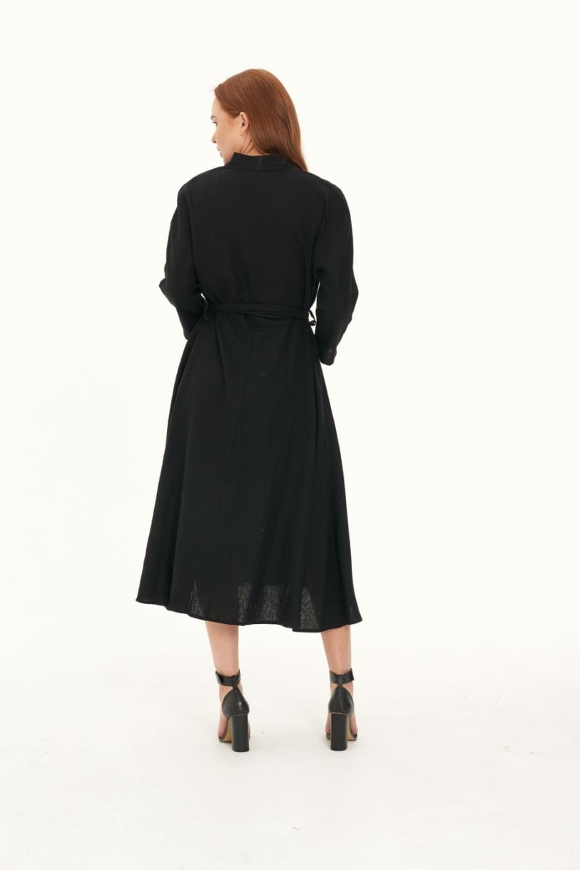 Ladies' Hemp Cotton Dress-Black