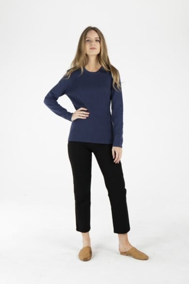 Ladies' Hemp Cotton Knit Jumper-Navy