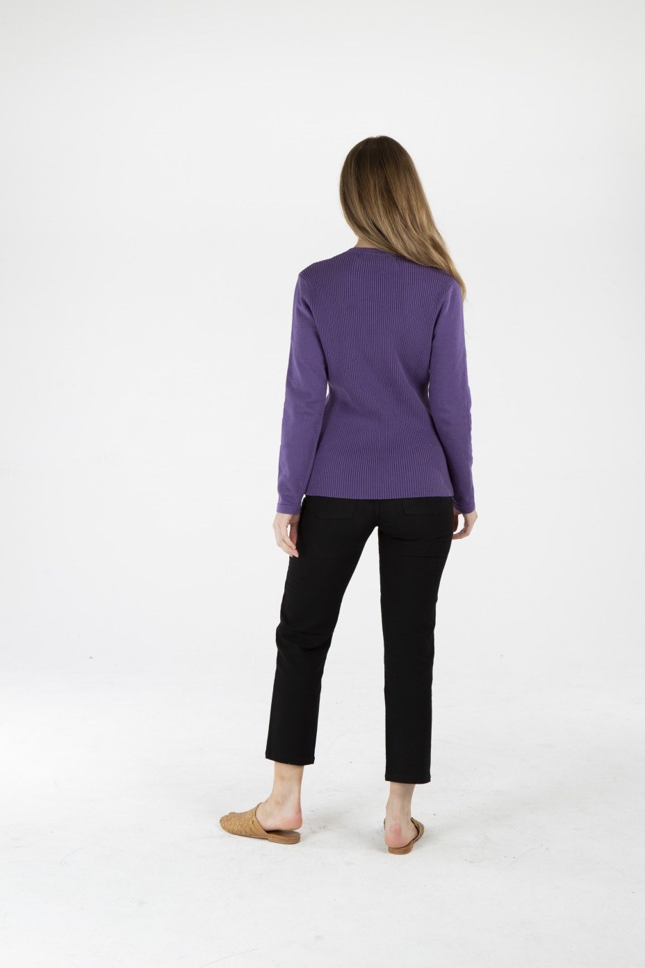 LWT1931 PURPLE B_副本 Ladies' Hemp Cotton Knit Jumper-Purple