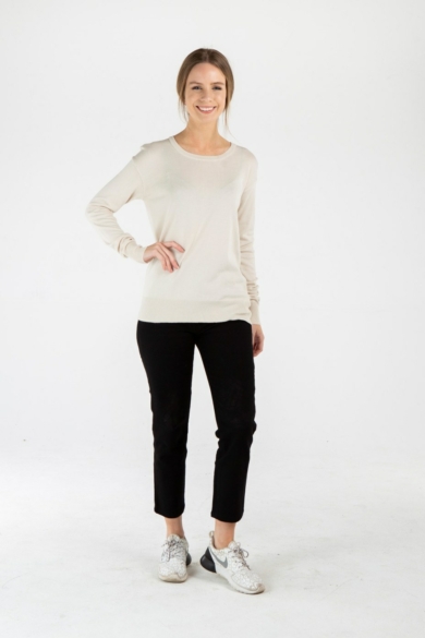 Ladies' Bamboo Cotton Loose Fit Knit Top-Beige