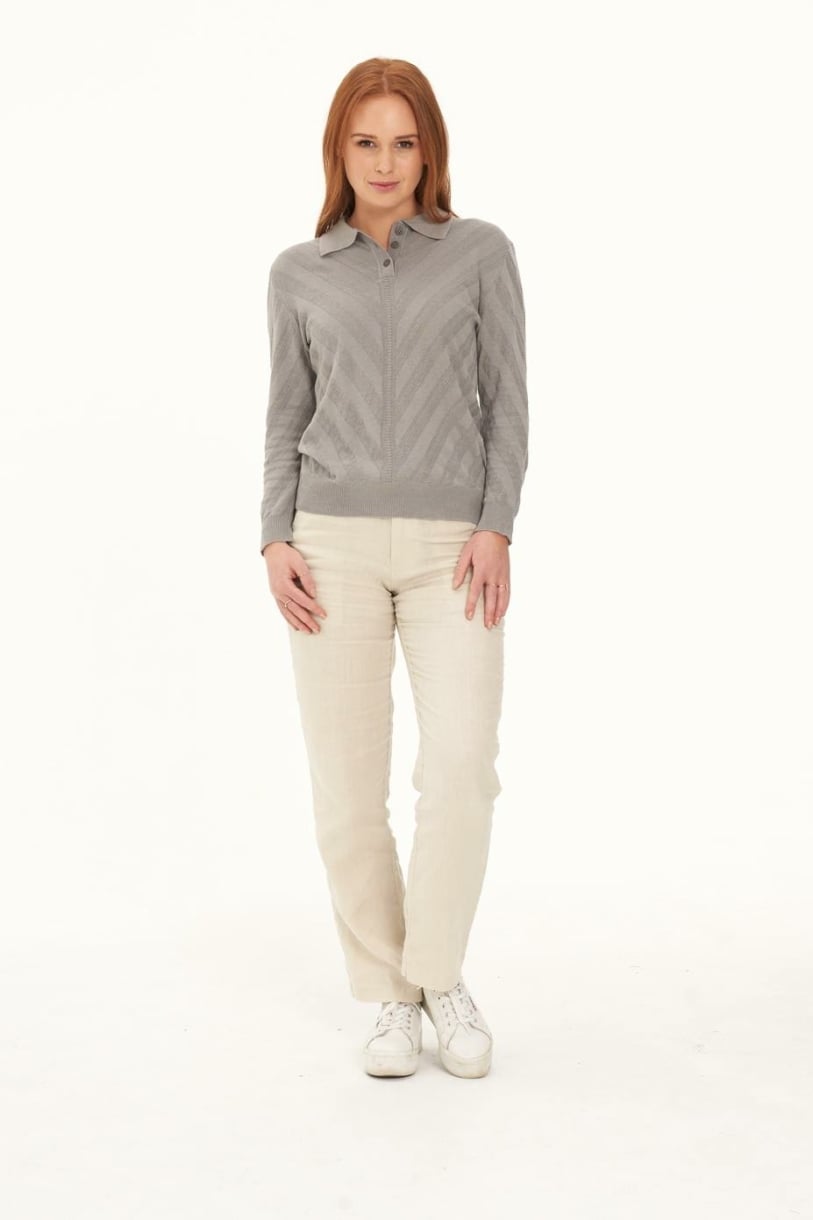 Ladies' Hemp Cotton Knit Polo-Grey