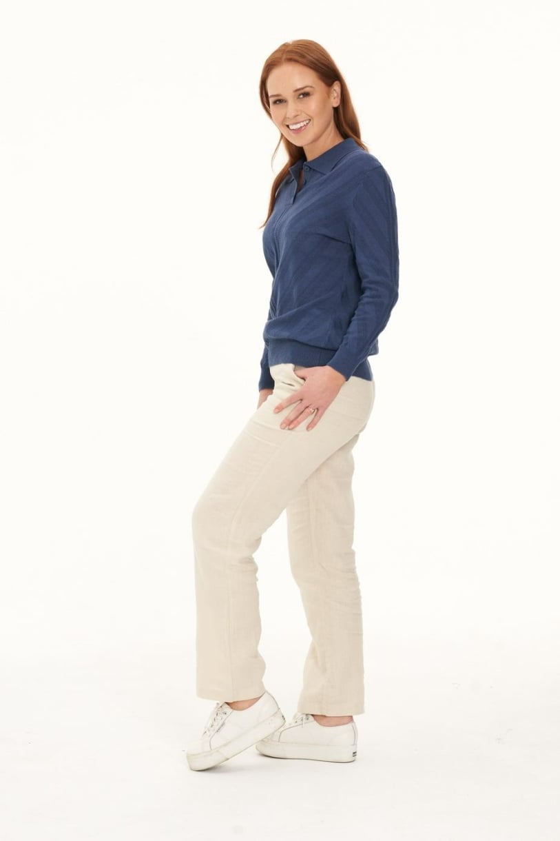 Ladies' Hemp Cotton Knit Polo-Navy