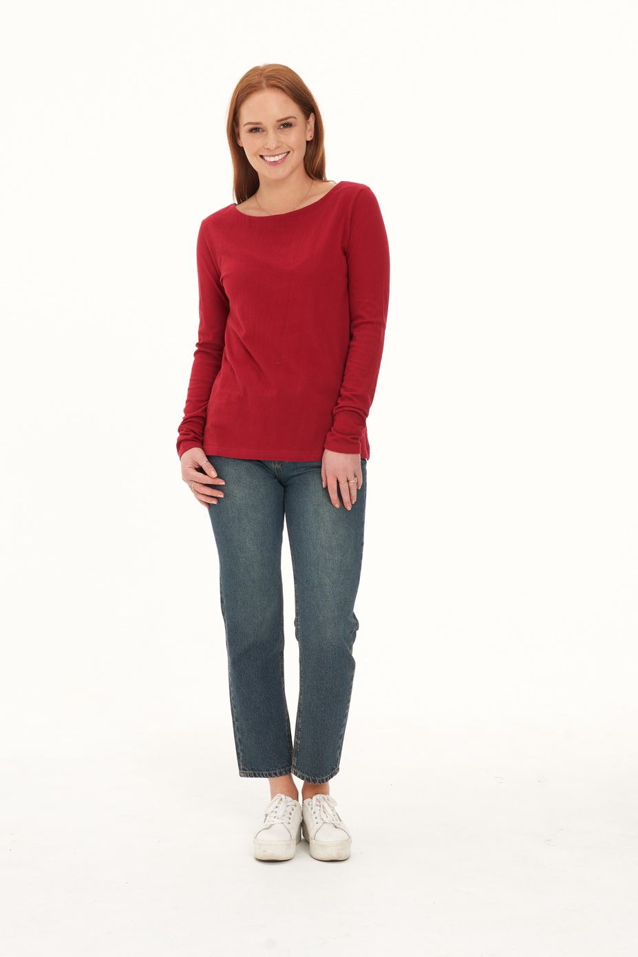 LWT2034 RED Ladies' Hemp Cotton Long Sleeve Tee-Red