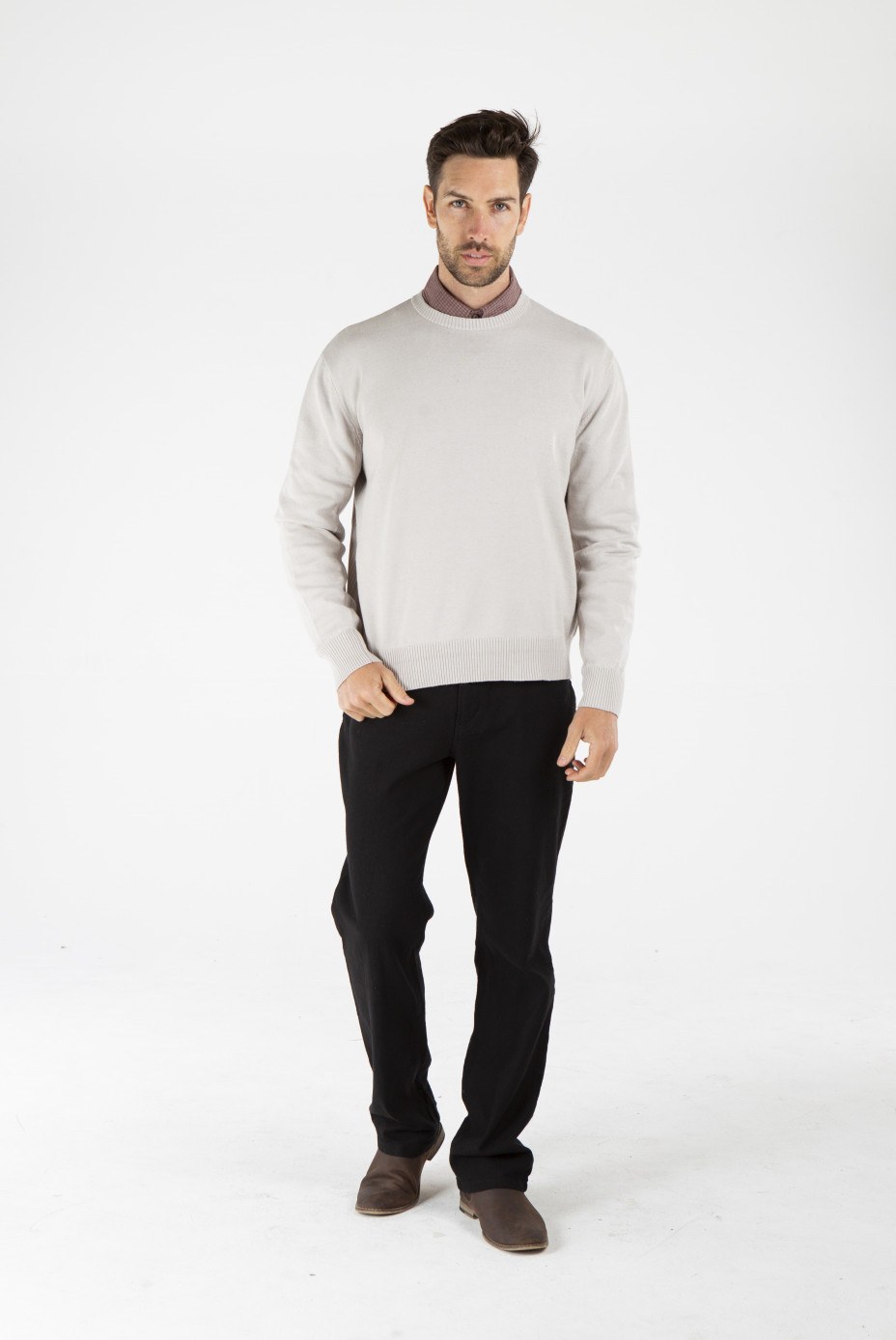 MWT1901 GREY F_副本 Men's Hemp Cotton Jumper-Grey