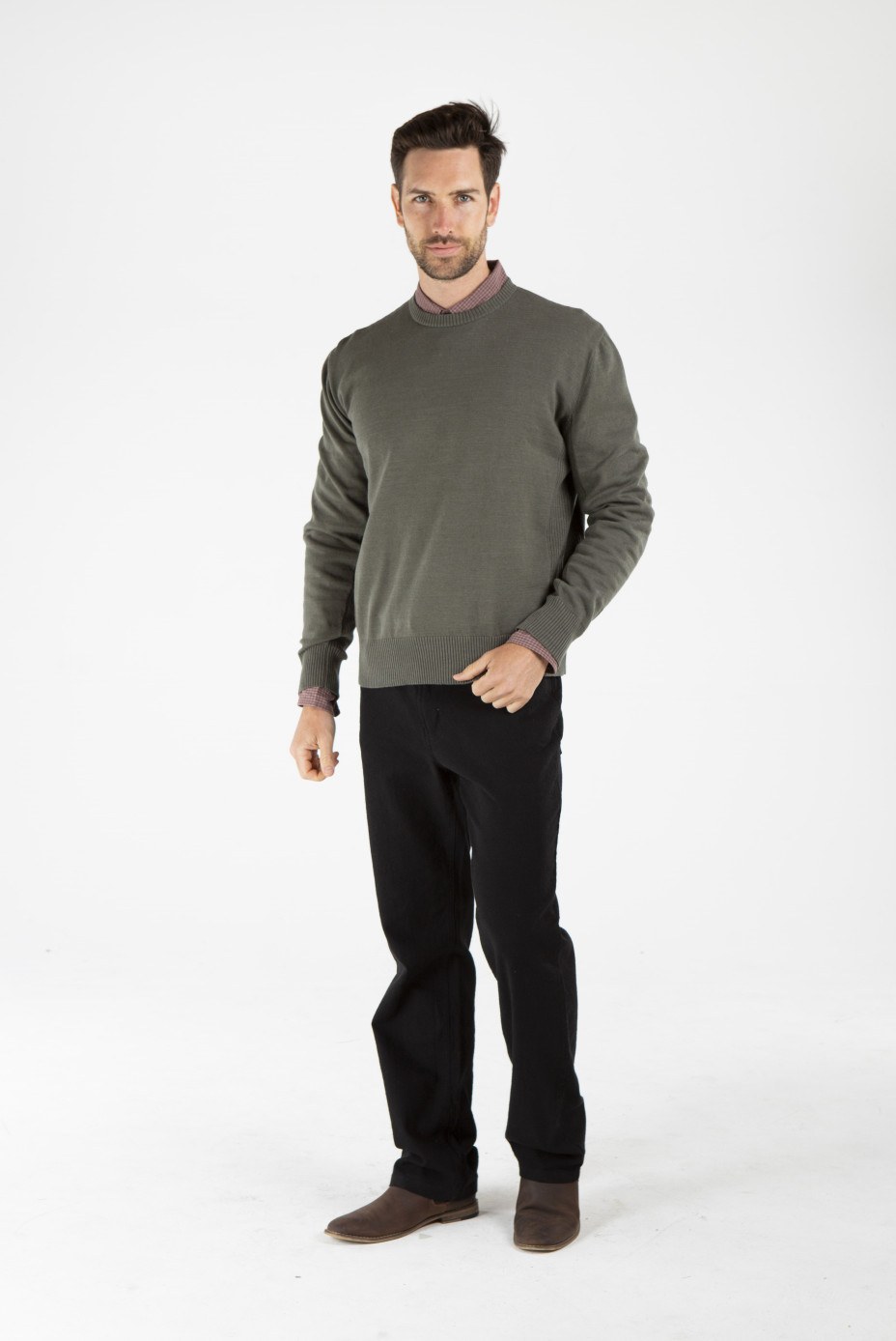 MWT1901 OLIVE F_副本 Men's Hemp Cotton Jumper-Olive