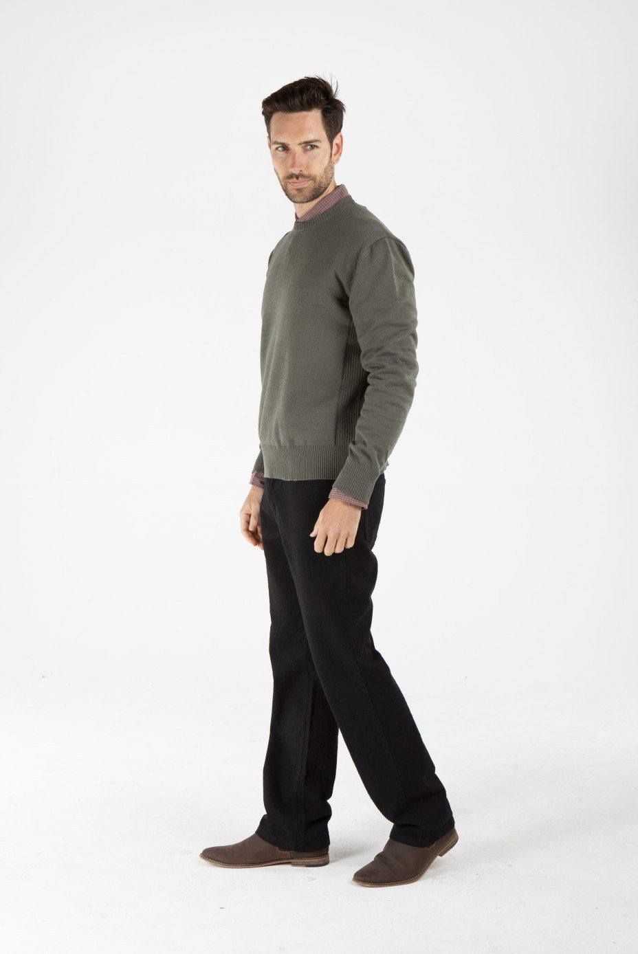 MWT1901 OLIVE S_副本 Men's Hemp Cotton Jumper-Olive