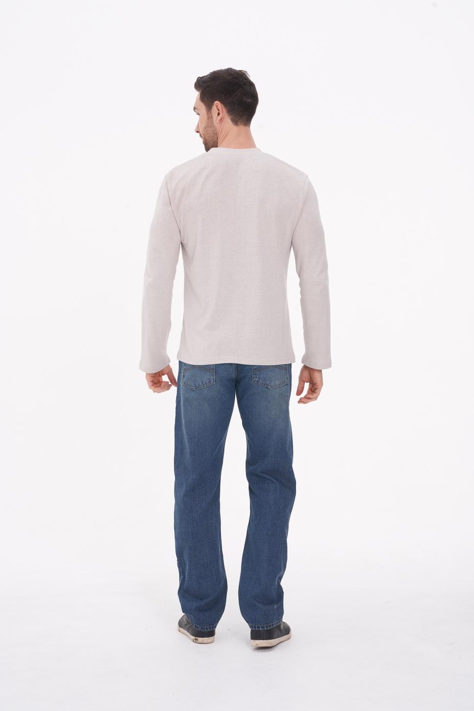 MWT2002 LIGHT GREY (4) Men's Hemp Cotton Henley Tee-Light Grey
