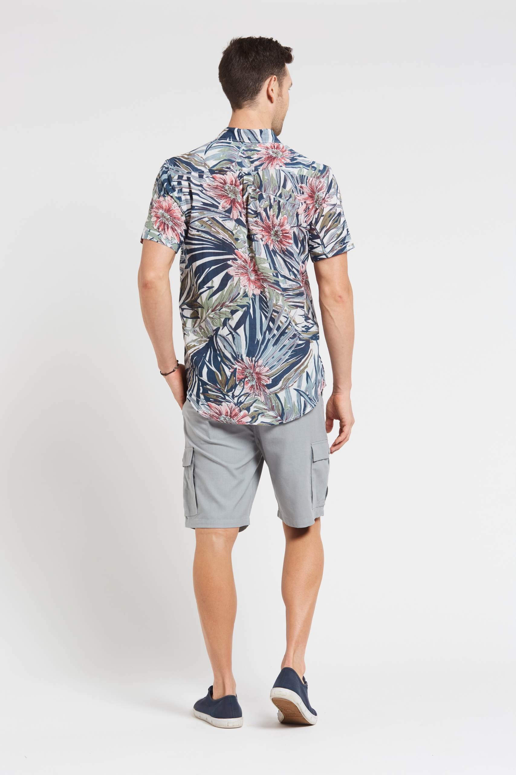 MST2027 GREY B Men's Hemp Bamboo Jungle Short Sleeve Shirt-Grey