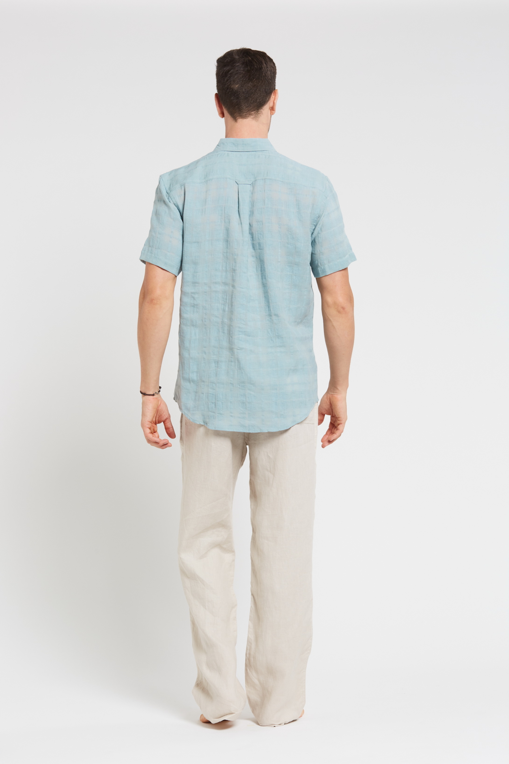 MST2028 MINT B Men's 100%Hemp Short Sleeve Shirt-Mint