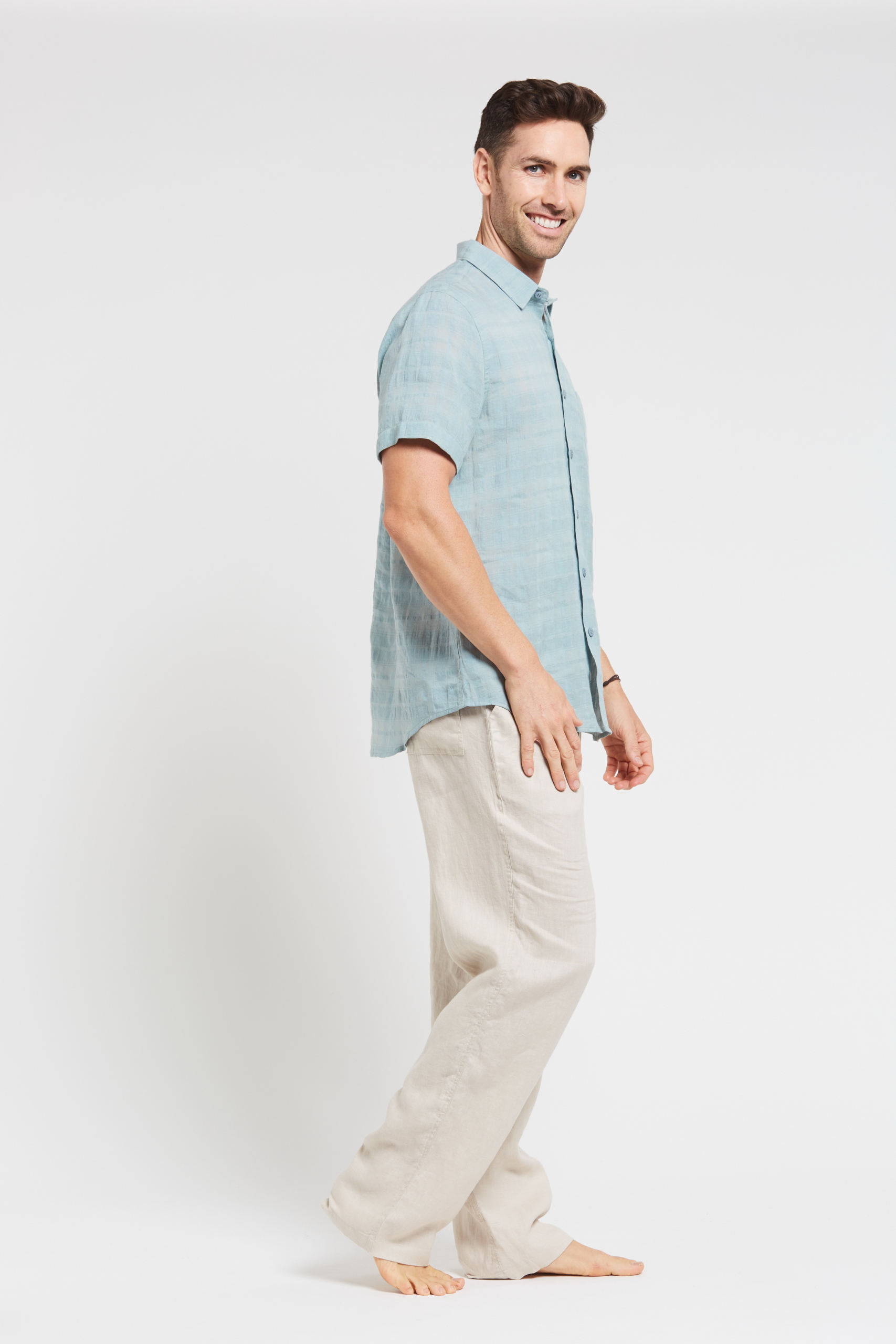 MST2028 MINT S Men's 100%Hemp Short Sleeve Shirt-Mint