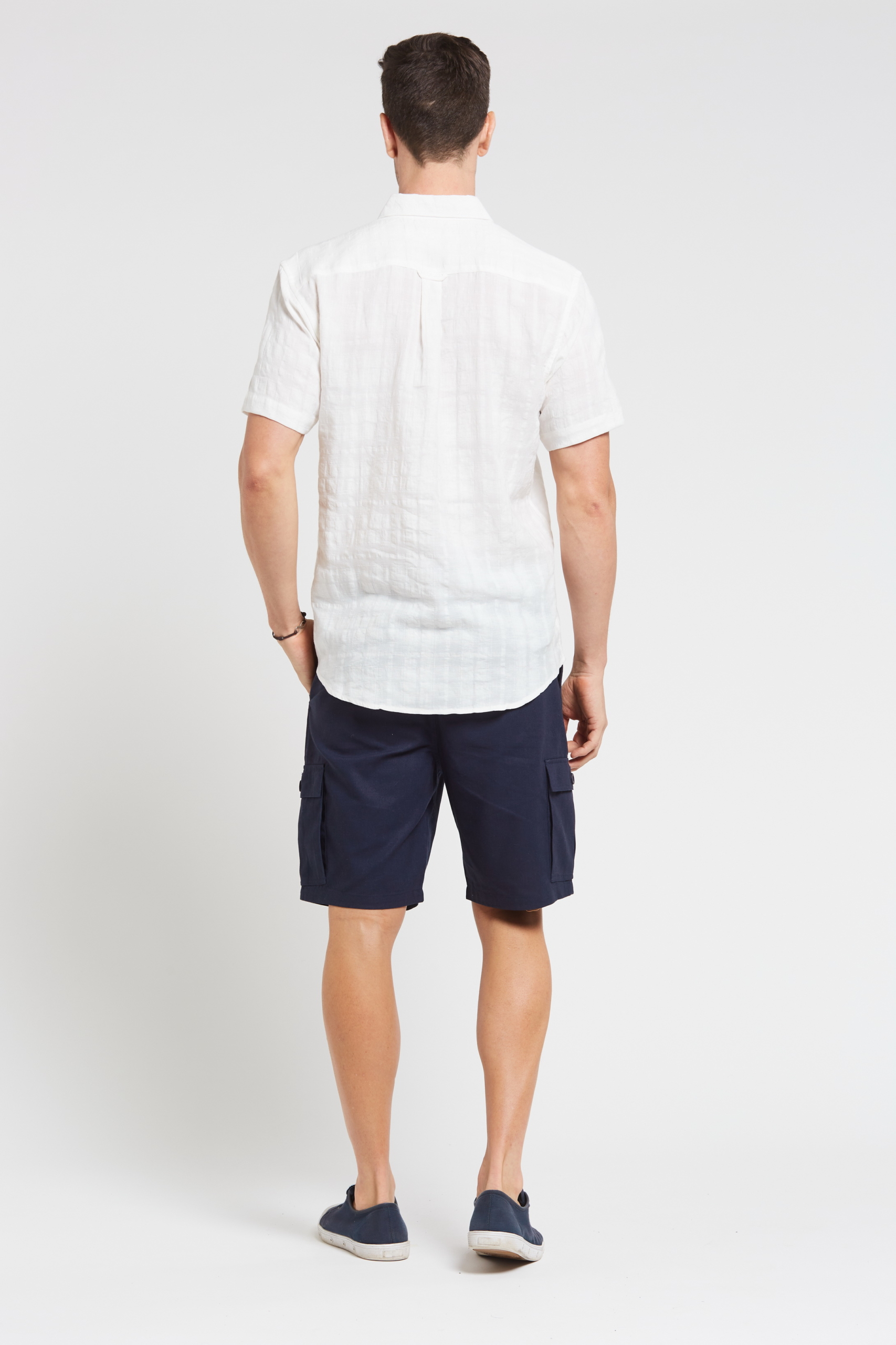 MST2028 WHITE B Men's 100%Hemp Short Sleeve Shirt-White