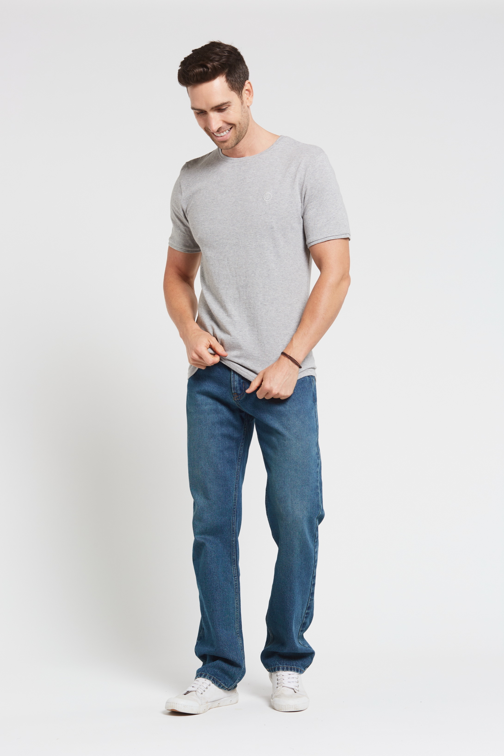 MST2029 GREY F Men's Hemp Cotton Logo T Shirt-Grey