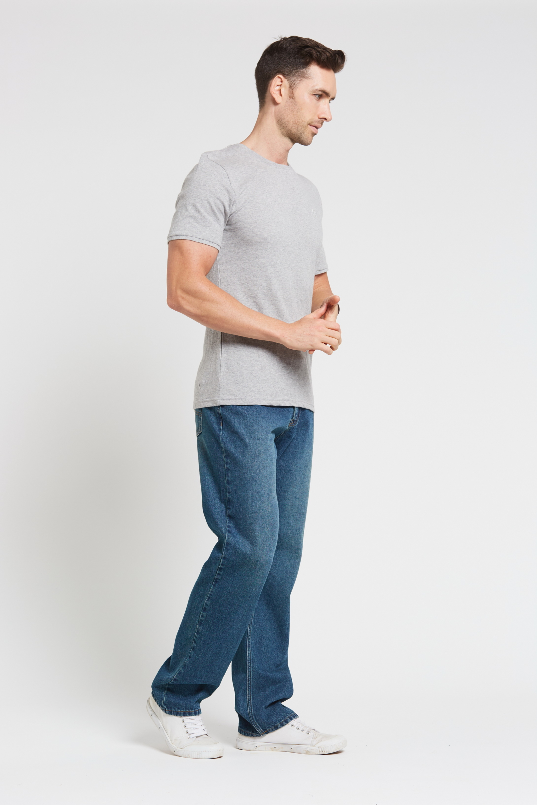 MST2029 GREY S Men's Hemp Cotton Logo T Shirt-Grey