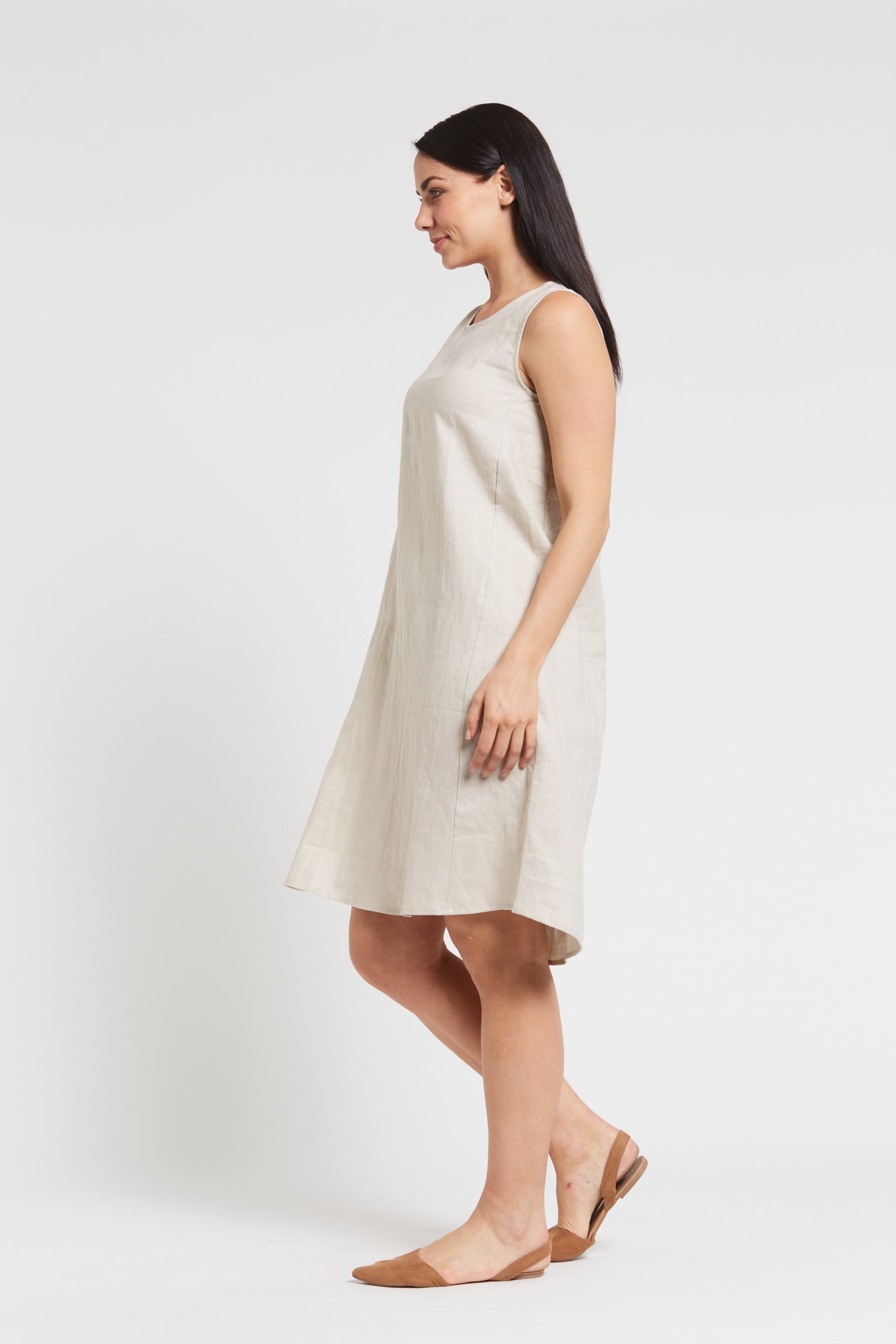 LSB1981 NAT S Ladies' 100% Hemp Sleeveless Dress-Bone