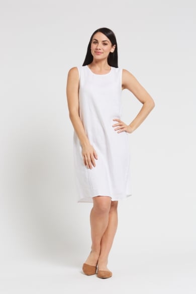 Ladies' 100% Hemp Sleeveless Dress-White