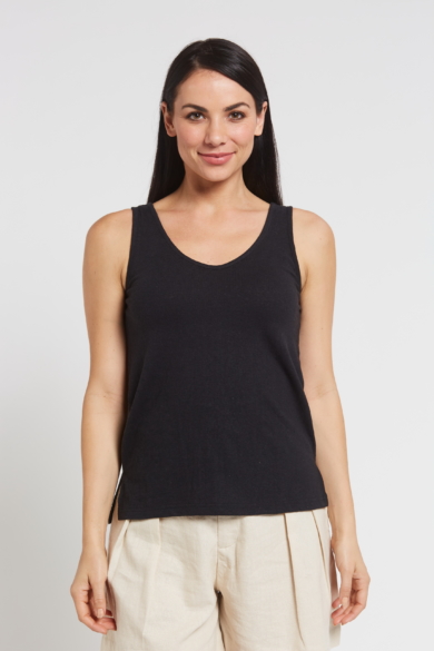 Ladies' Hemp Cotton Singlet-Black