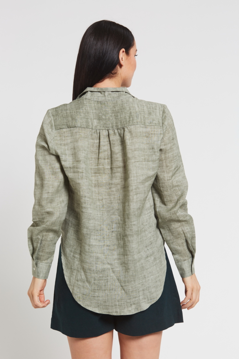 Ladies' 100%Hemp Blouse-Khaki