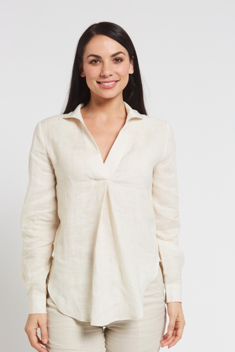 Ladies' 100%Hemp Blouse-Natural