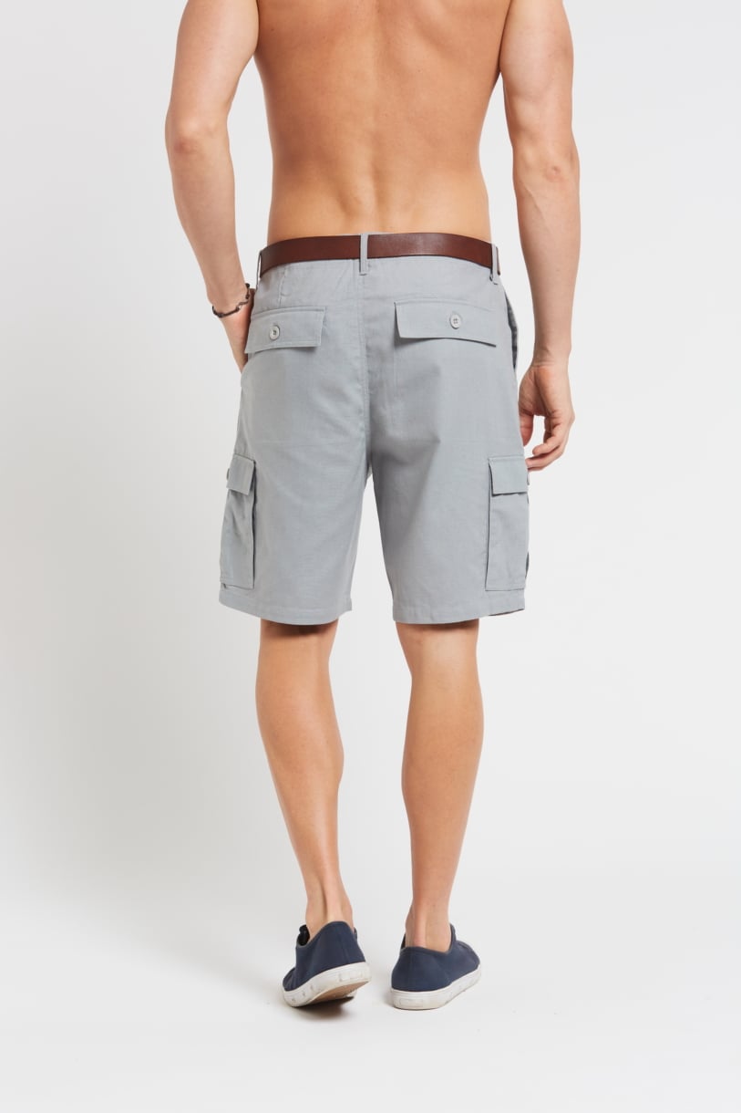 Hemp Cotton Cargo Shorts-Light Grey 