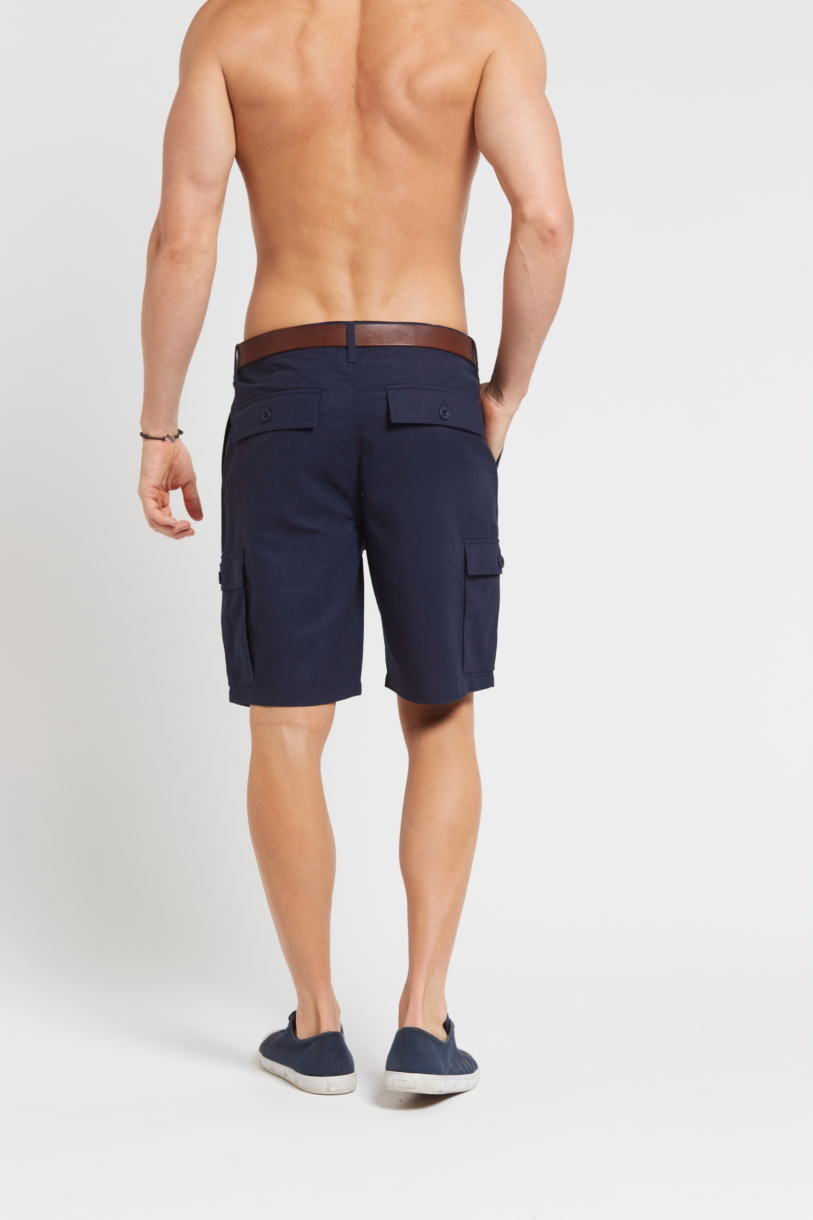 Men's Hemp Cotton Cargo Shorts-Navy