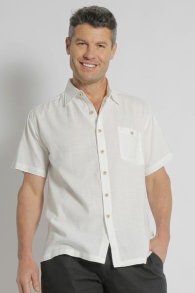 Men's Bamboo Cotton Soft Touch Short Sleeve Shirt-White