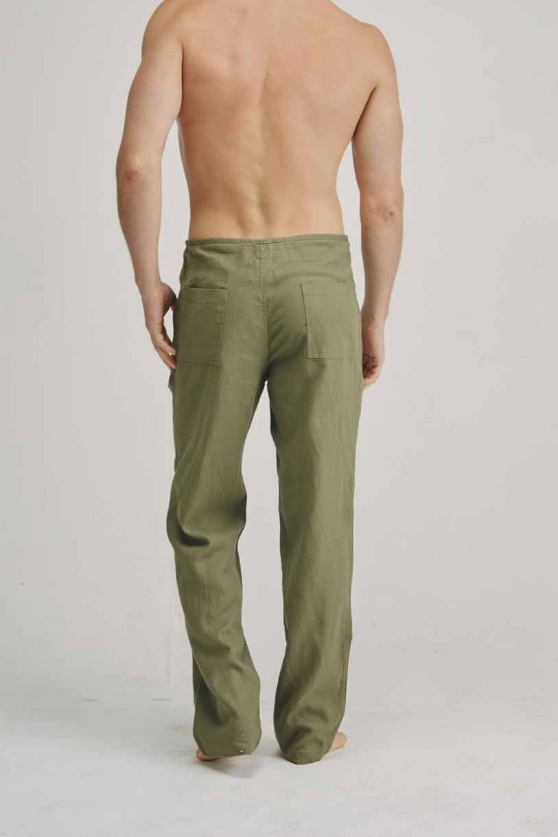 Men's 100% Premium Hemp Relaxing Beach Pants with Draw String-Khaki