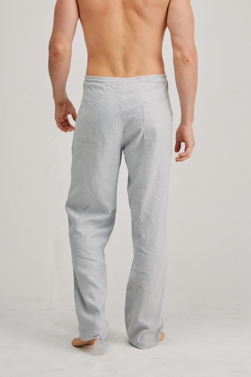 Men's 100% Premium Hemp Relaxing Beach Pants with Draw String-Light Grey