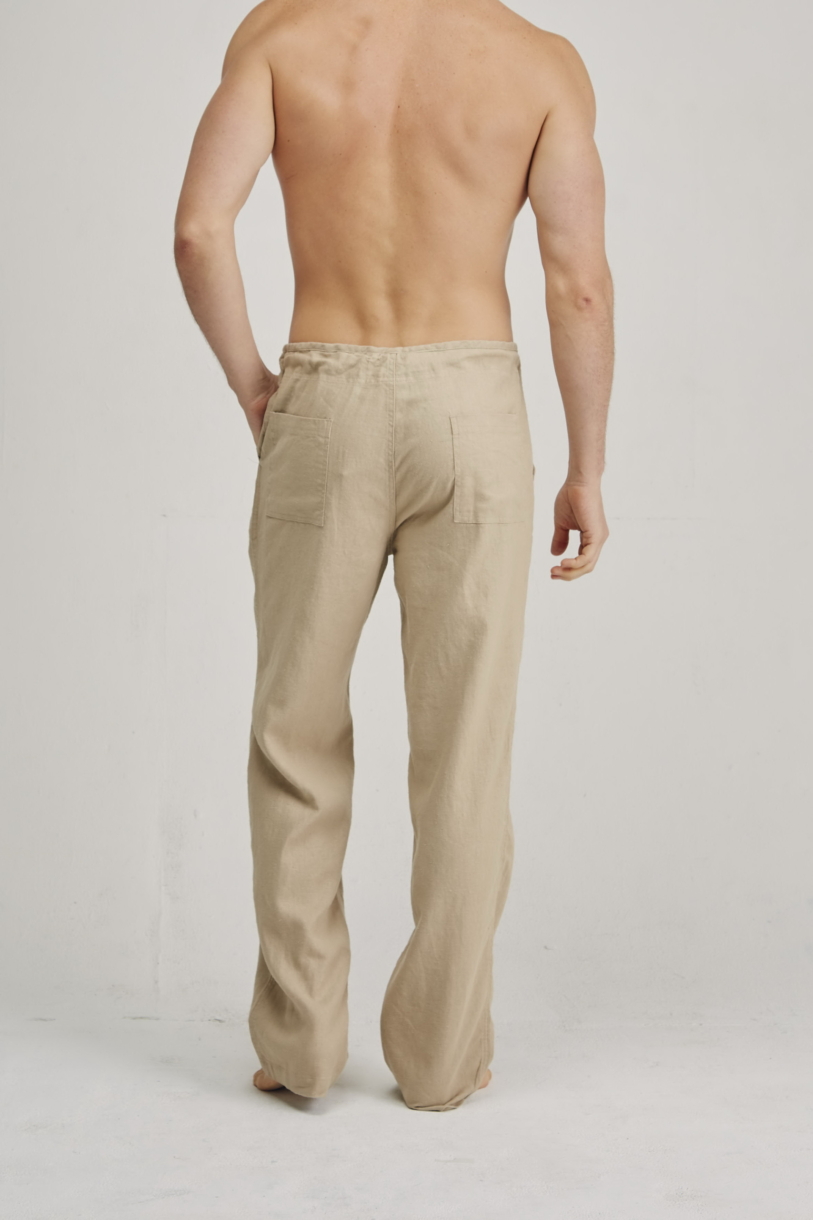 Men's 100% Premium Hemp Relaxing Beach Pants with Draw String-Sand