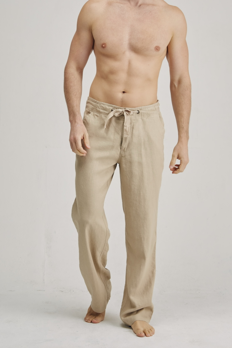 Men's 100% Premium Hemp Relaxing Beach Pants with Draw String-Sand