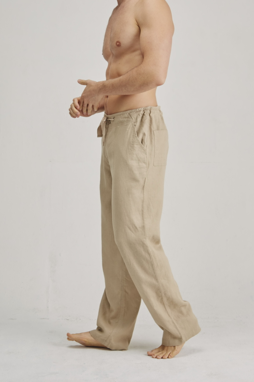 Men's 100% Premium Hemp Relaxing Beach Pants with Draw String-Sand