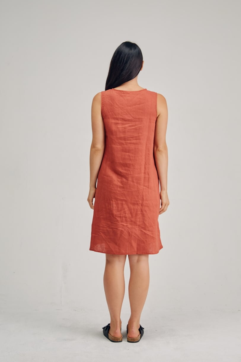 Ladies' 100%Hemp Sleeveless Dress-Bone