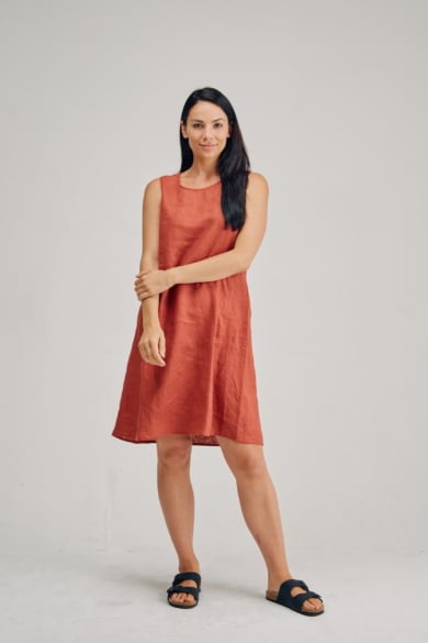 Ladies' 100%Hemp Sleeveless Dress-Bone