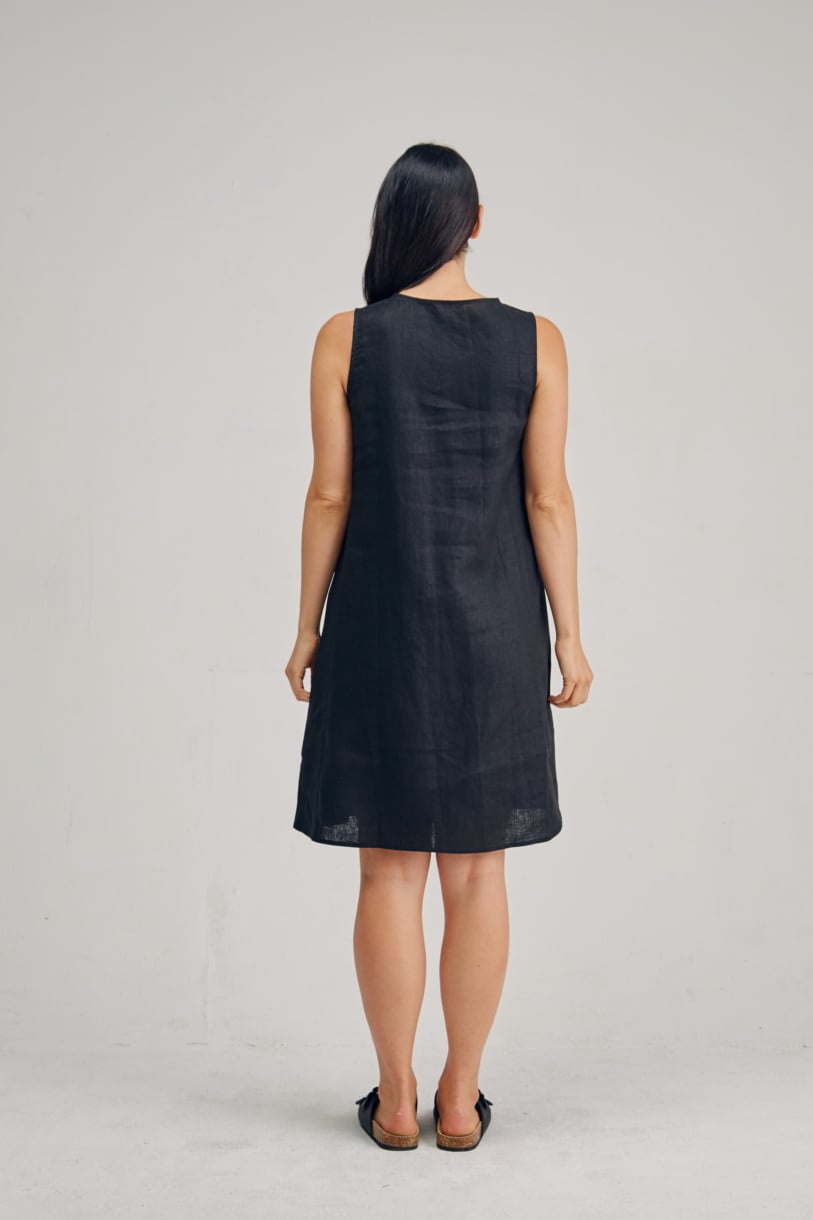 Ladies' 100%Hemp Sleeveless Dress-Black