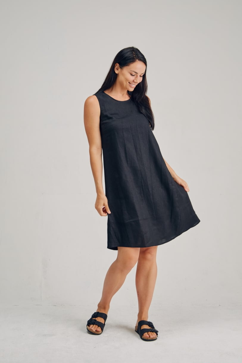 Ladies' 100%Hemp Sleeveless Dress-Black