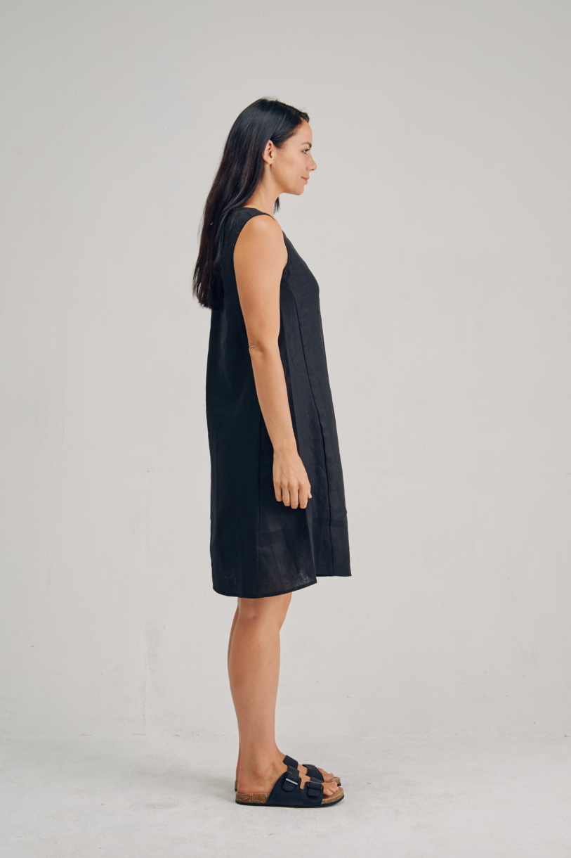 Ladies' 100%Hemp Sleeveless Dress-Black