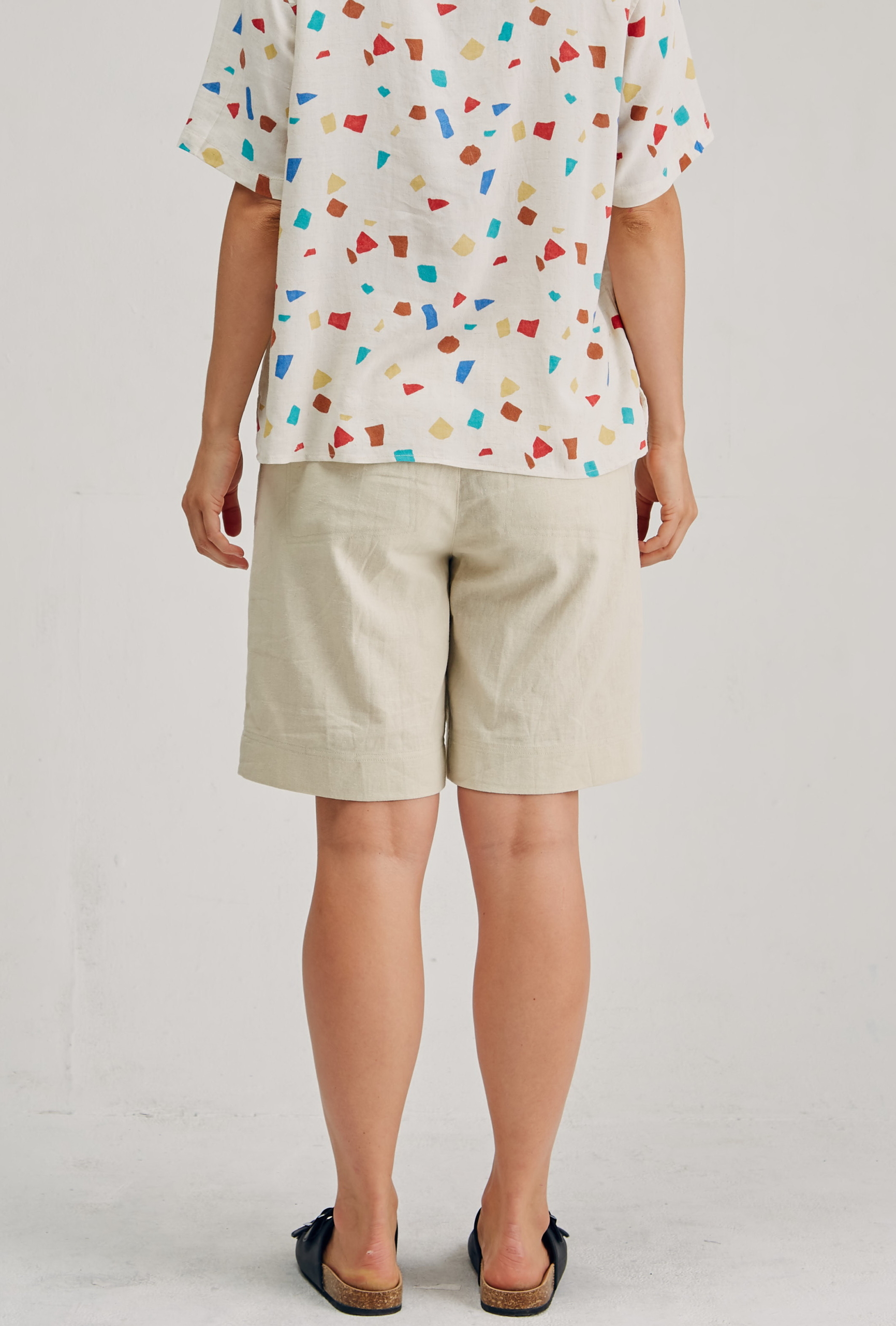LSB2183 BONE B Ladies' Hemp Rayon Shorts-Black