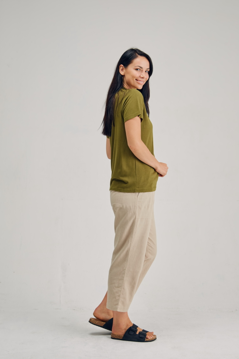 Ladies' Bamboo Cotton Crewneck Tee-Cream
