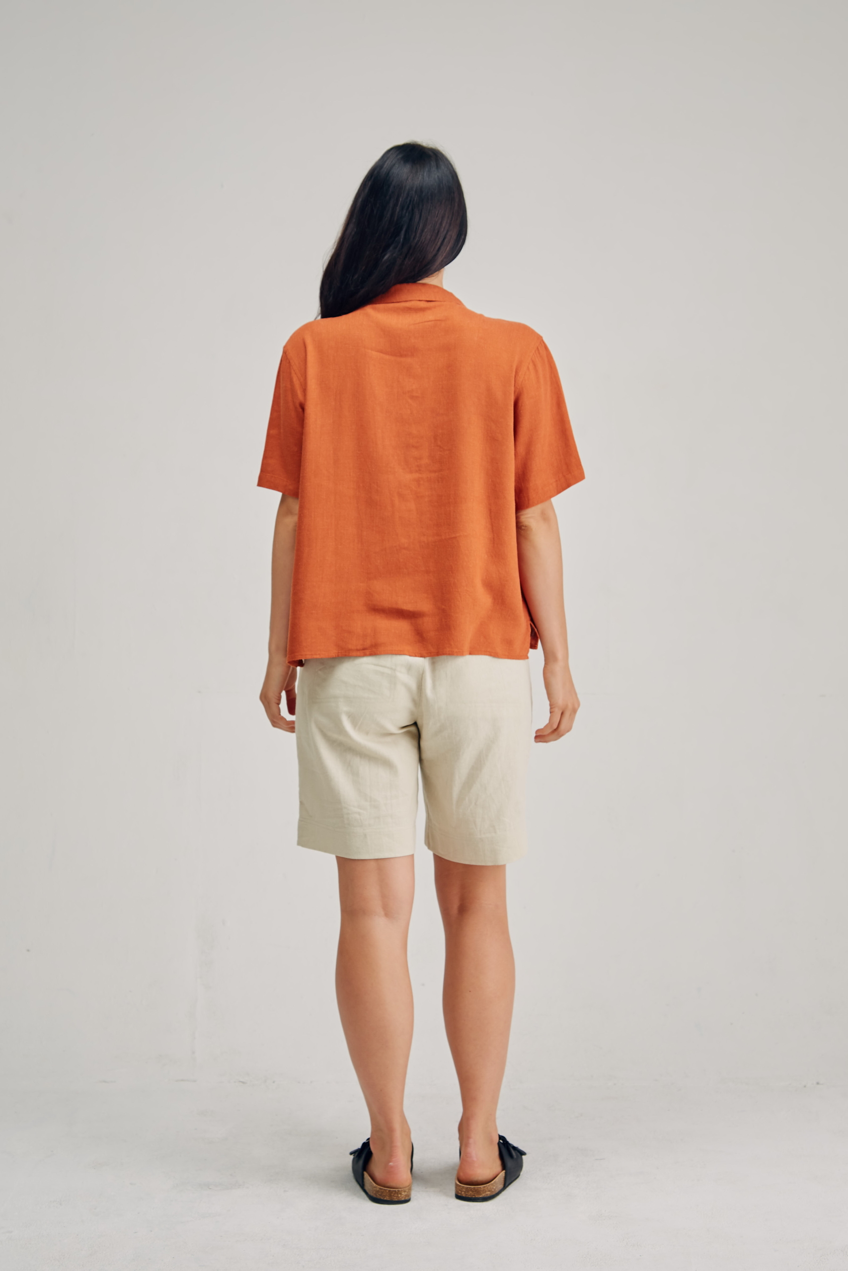 LST2167 RUST B Ladies' Hemp Bamboo Short Sleeve Shirt-Moss Gray