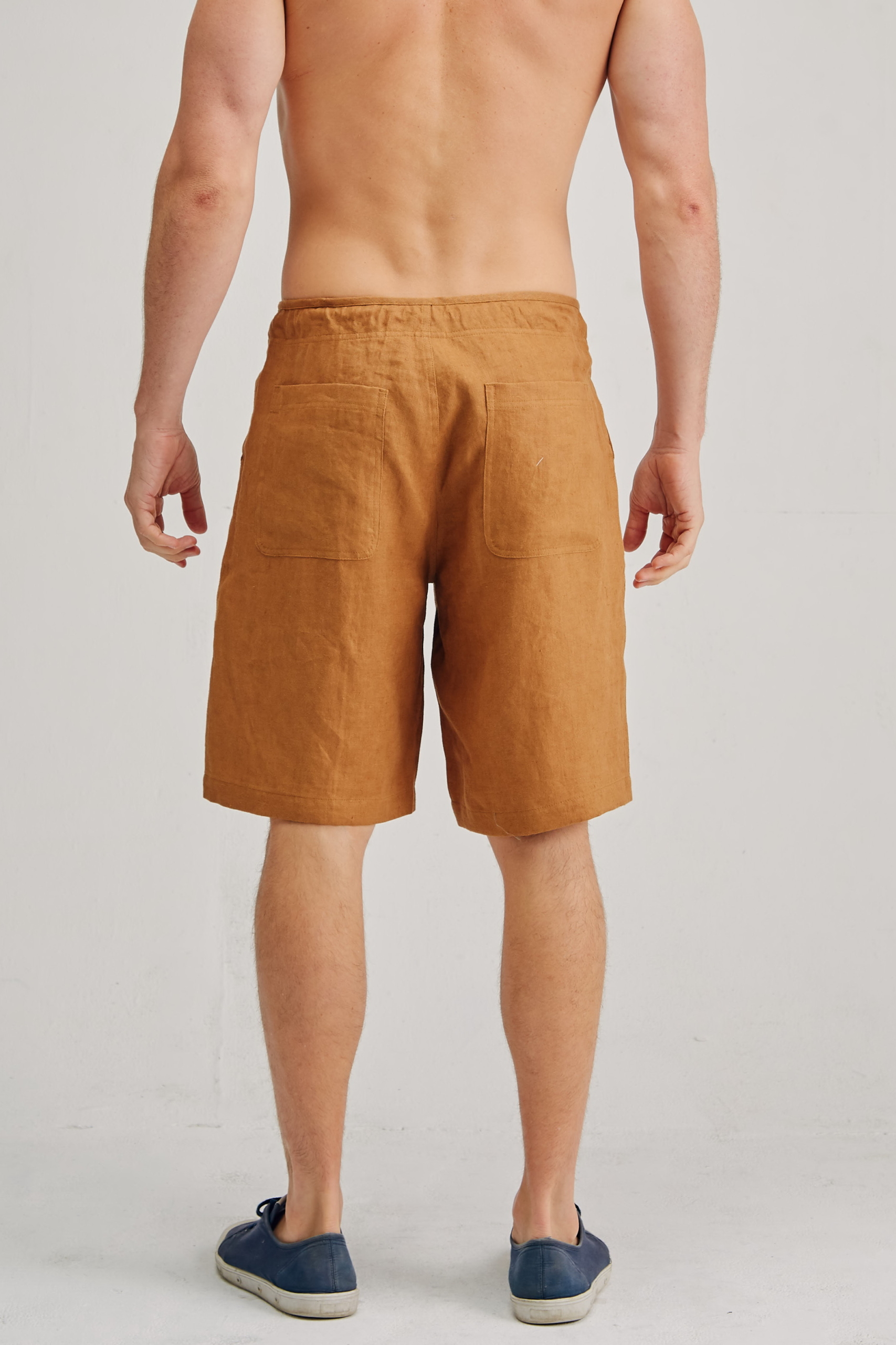 MSB195 MUSTARD B Men's 100% Hemp Drawstring Shorts - Brownie