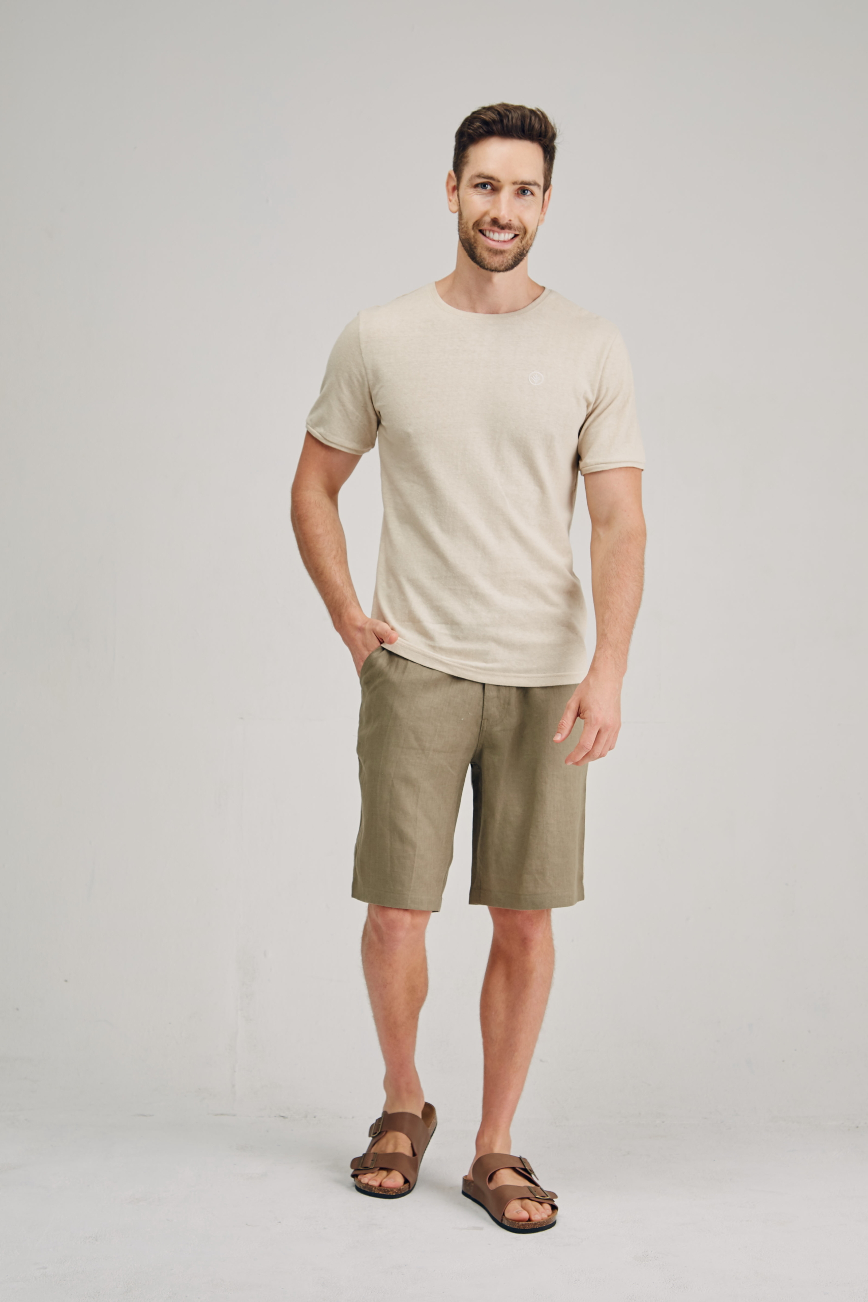 MST2129 OAT F Men's Hemp Cotton Logo Tee-Sage