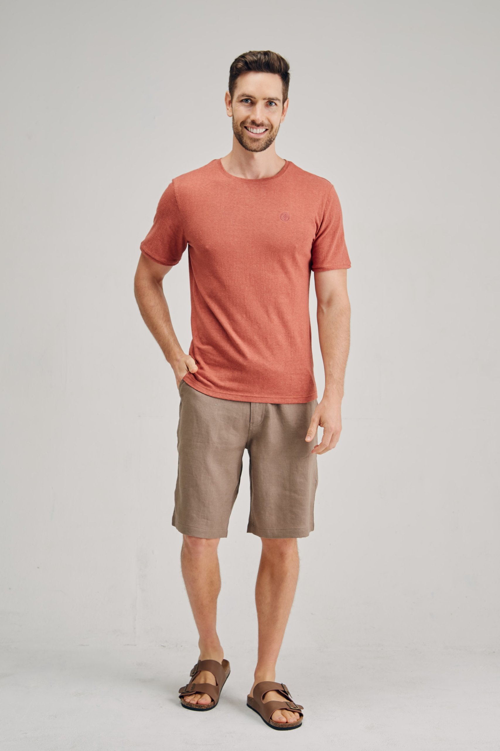MST2129 RUST F Men's Hemp Cotton Logo Tee-Sage